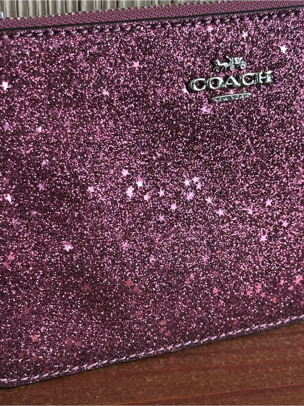 Coach Glitter Wristlet in Sparkling Plum Purple